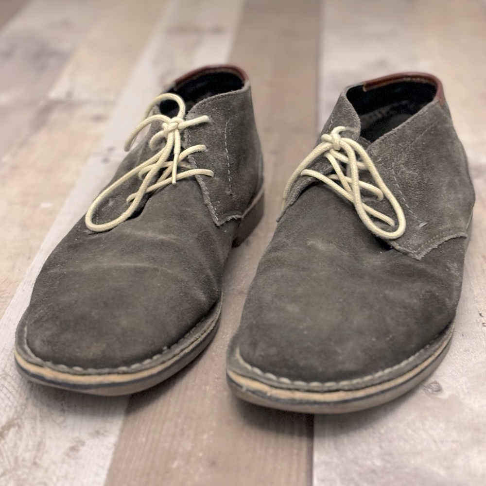 Men’s Kennith Cole Reaction Gray Suede Leather Lace Up Oxfords Size 13